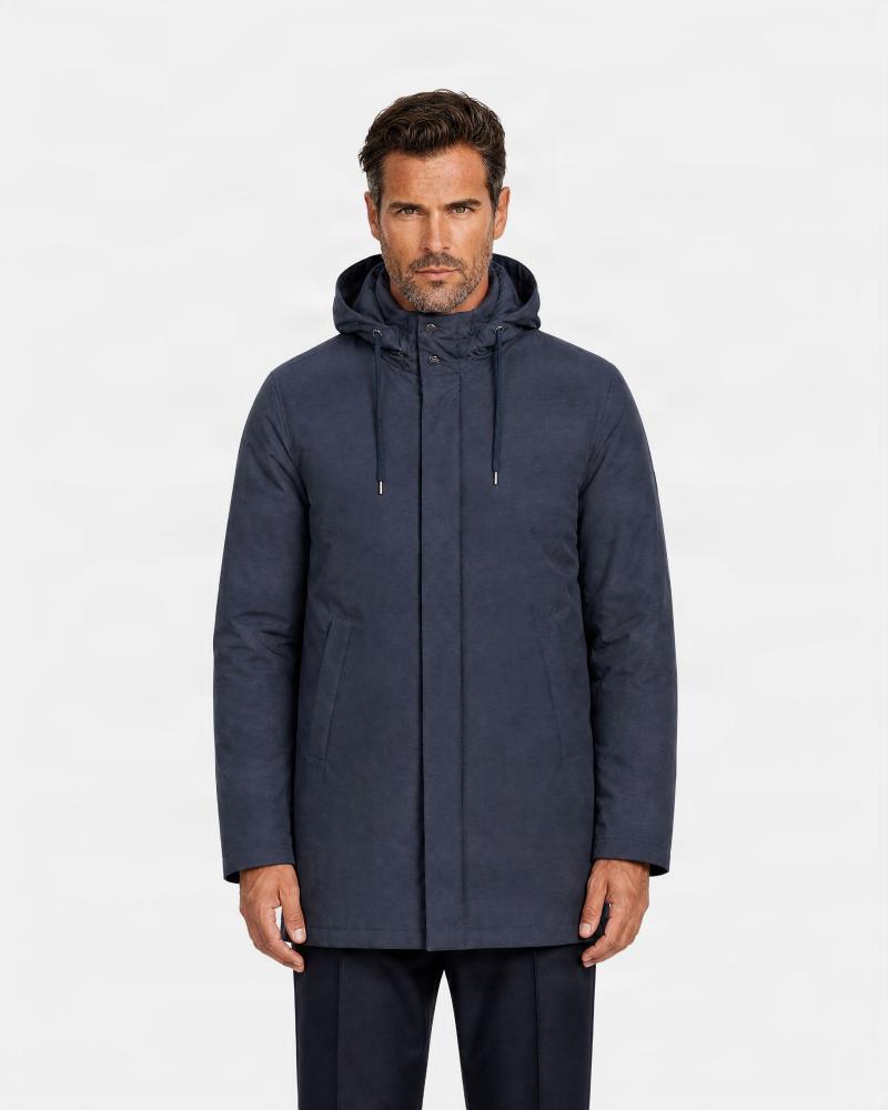 PARKA RESORT EN NYLON STRETCH EFFET CHINÉ ET LIGHT FAUX FUR
