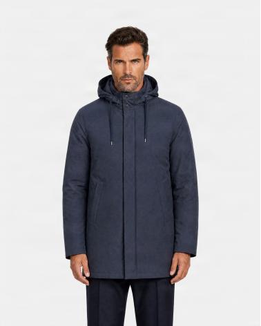 PARKA RESORT EN NYLON STRETCH EFFET CHINÉ ET LIGHT FAUX FUR