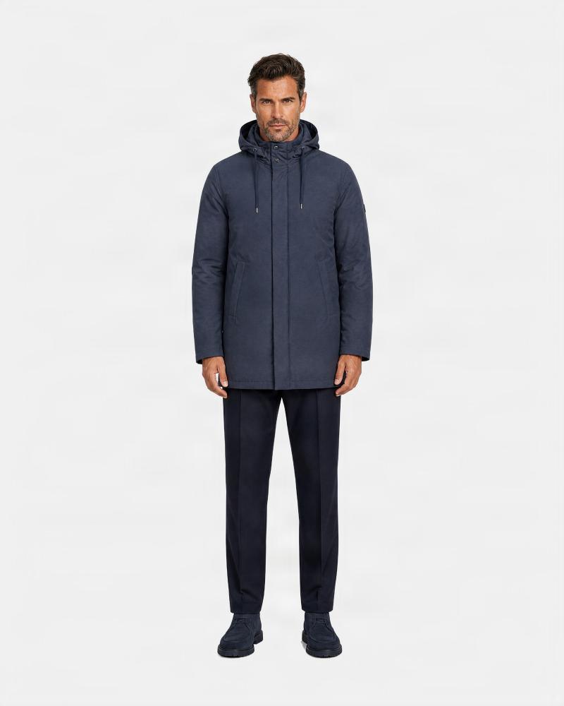PARKA RESORT EN NYLON STRETCH EFFET CHINÉ ET LIGHT FAUX FUR