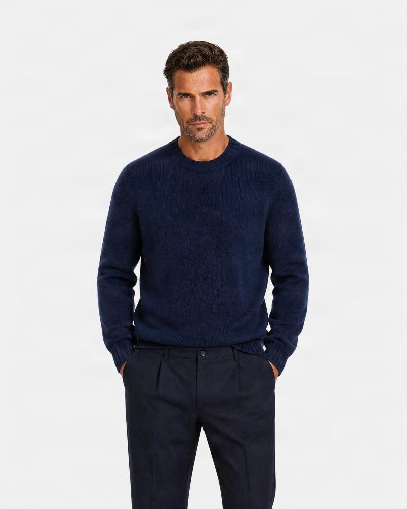 PULL COL ROND TAGLIATORE NOBHIL PUR CASHMERE MARINE