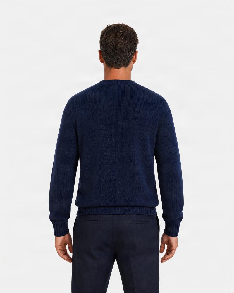 PULL COL ROND TAGLIATORE NOBHIL PUR CASHMERE MARINE