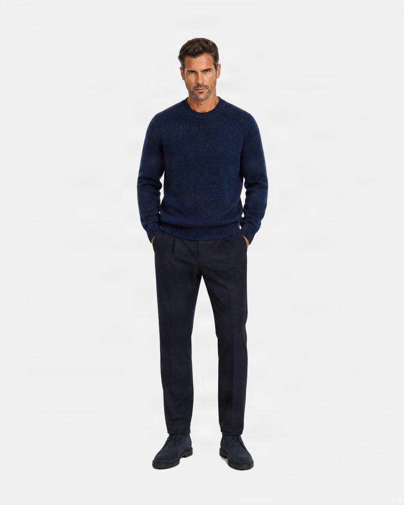 PULL COL ROND TAGLIATORE NOBHIL PUR CASHMERE MARINE