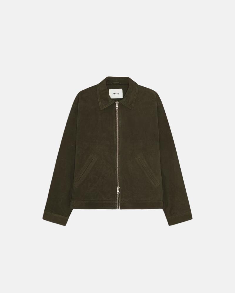 BLOUSON N.N.07 PETRUS SUEDE SHADOW MOSS KAKI