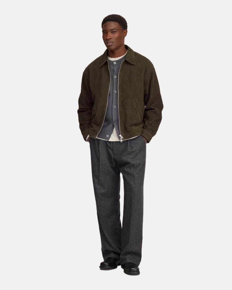 BLOUSON N.N.07 PETRUS SUEDE SHADOW MOSS KAKI