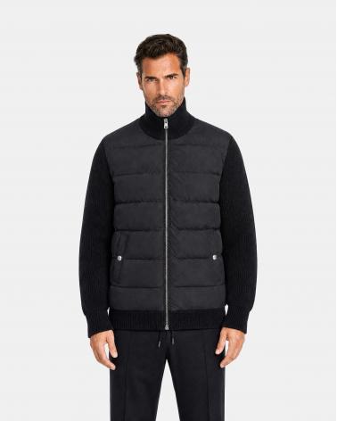 BLOUSON HERNO BI MATIERE MAILLE /NYLON NOIR