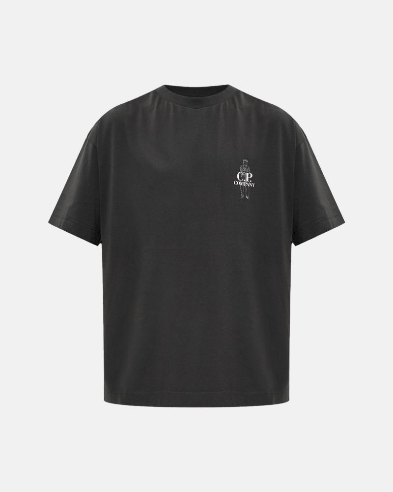 TEE SHIRT JERSEY COMFORT LOGO C.P. COMPANY TS166A 985 RAVEN GRIS ANTRACITE