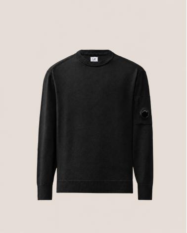 MAILLE EXTRAFINE MERINO WOOL LENS CREWNECK C.P. COMPANY KN069A 999 NOIR