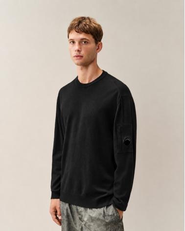 MAILLE EXTRAFINE MERINO WOOL LENS CREWNECK C.P. COMPANY KN069A 999 NOIR