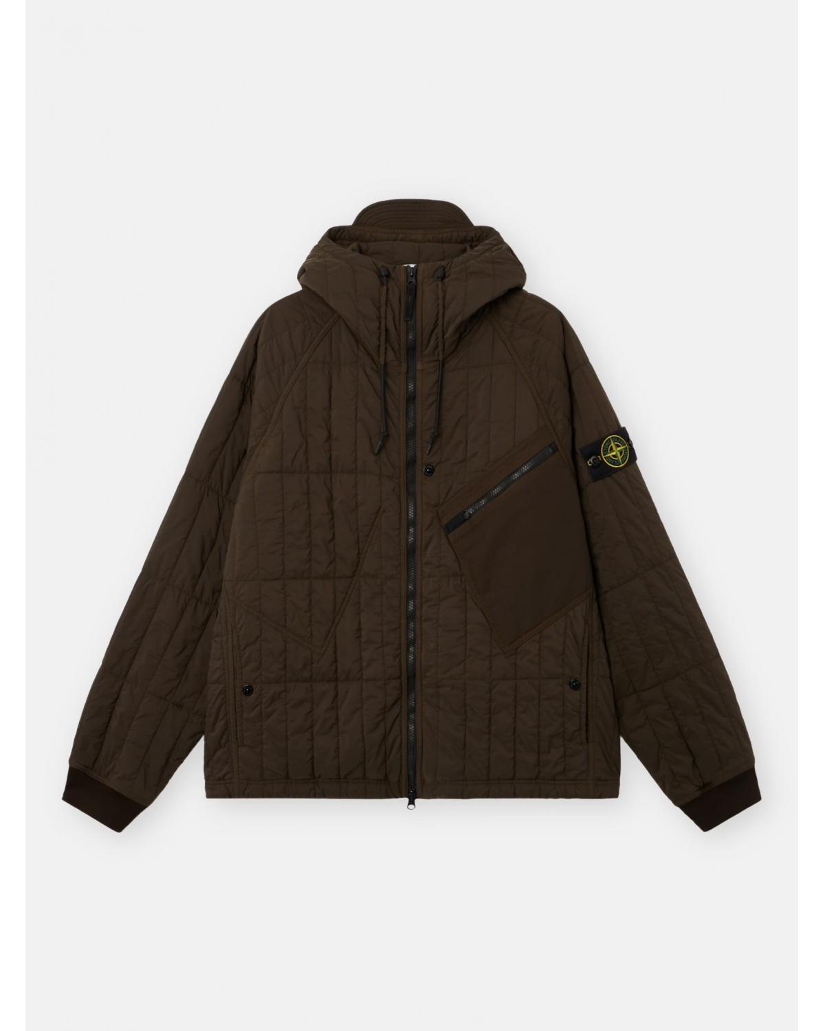 VESTE MATELASSÉE STONE ISLAND 4100015 00078  COAL GREY- MARRON VERT