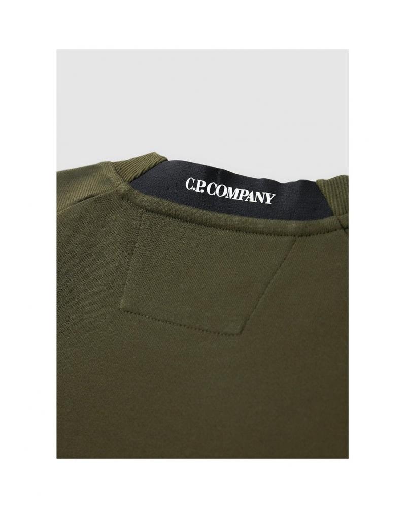 SWEAT C.P.COMPANY DIAGONAL RAISED CREWNECK SS713A  683 Ivy Green kaki