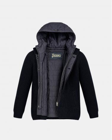 VESTE HERNO EN LAINE TORSADES MARINE