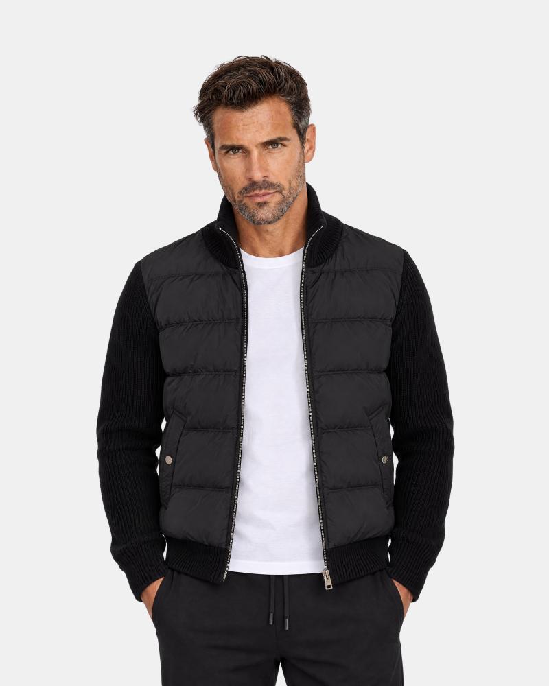 BLOUSON HERNO BI MATIERE MAILLE /NYLON NOIR