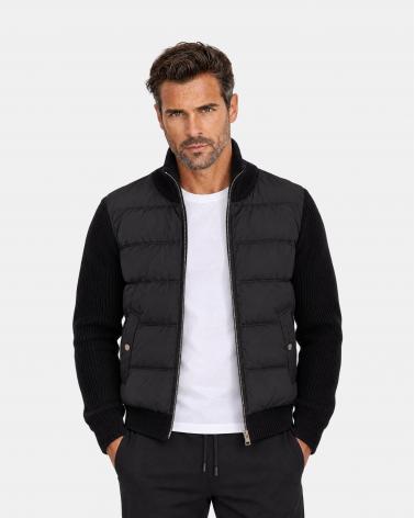 BLOUSON HERNO BI MATIERE MAILLE /NYLON NOIR