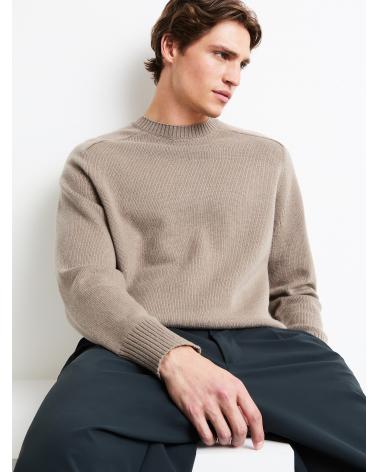 PULL RRD COL ROND LAINE ET CASHMERE BEIGE