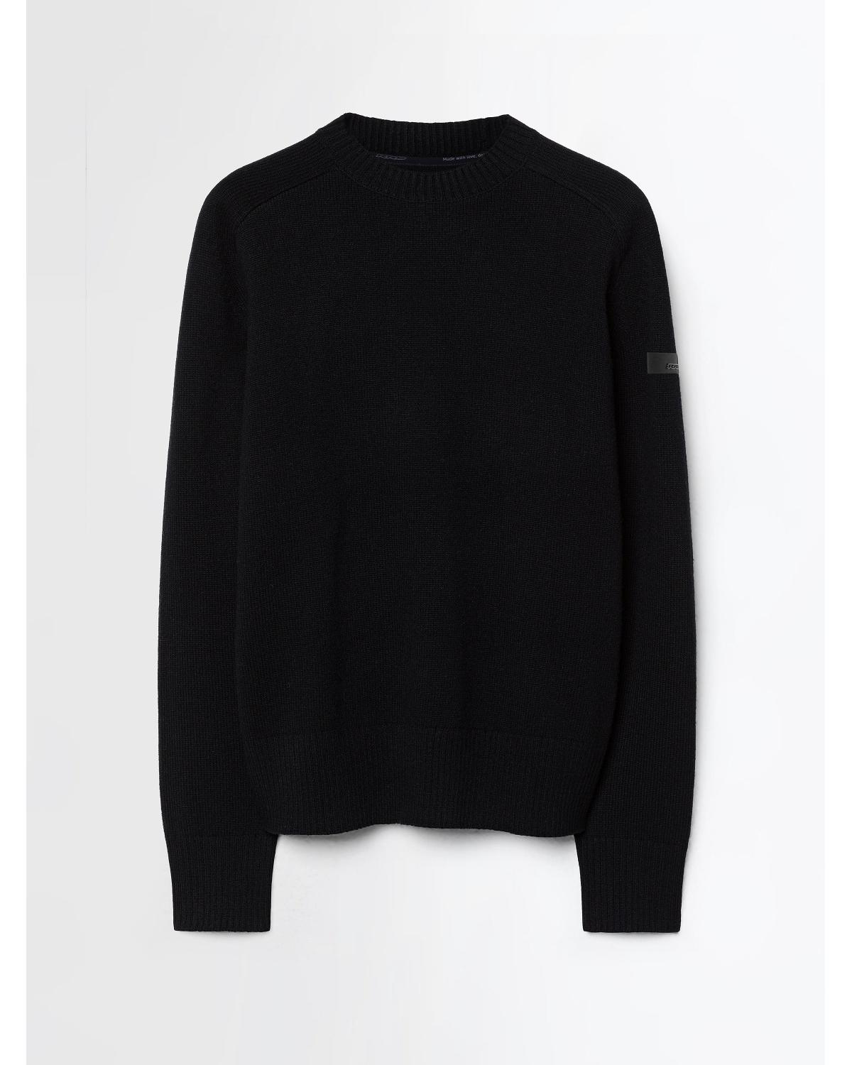 PULL RRD COL ROND LAINE ET CASHMERE NOIR