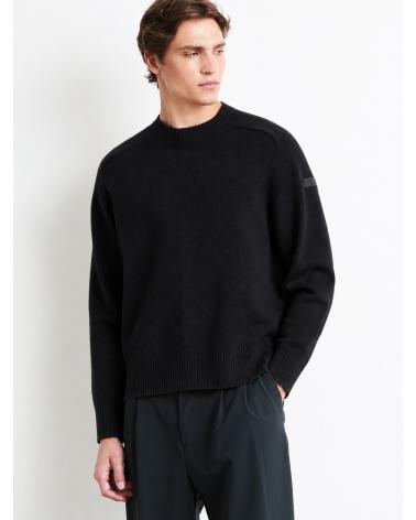 PULL RRD COL ROND LAINE ET CASHMERE NOIR