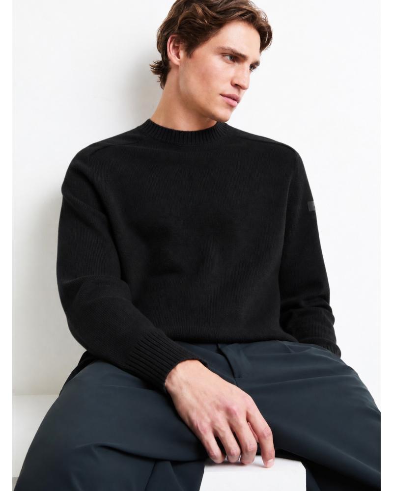 PULL RRD COL ROND LAINE ET CASHMERE NOIR