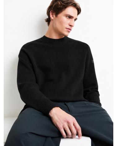 PULL RRD COL ROND LAINE ET CASHMERE NOIR
