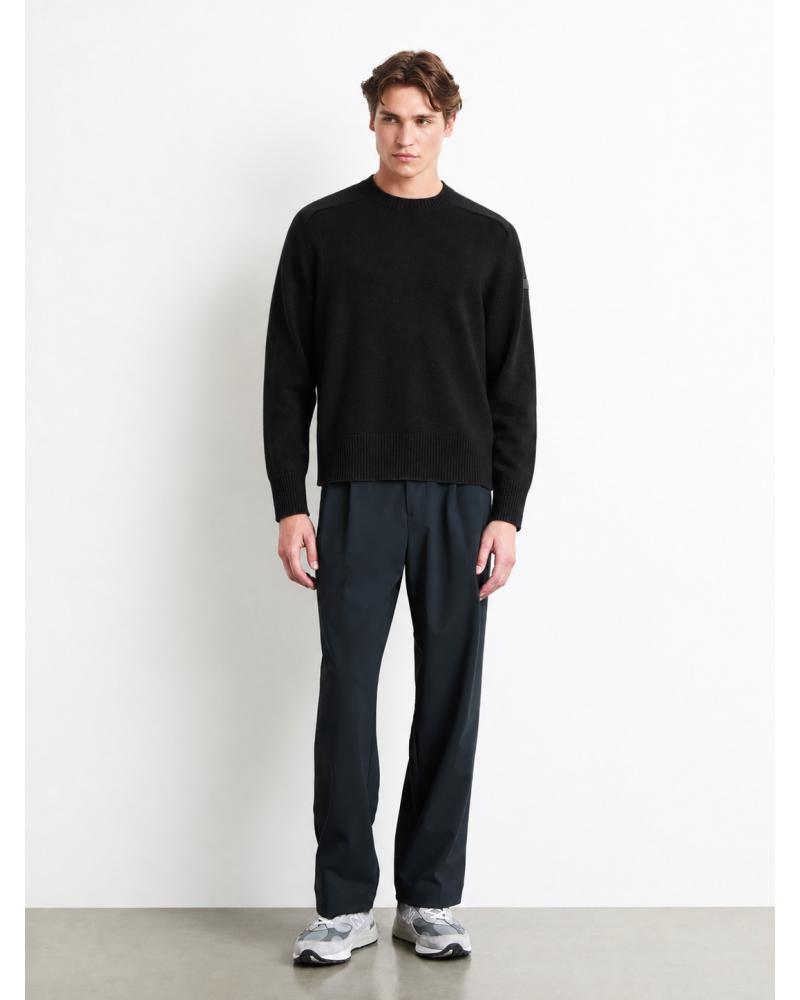 PULL RRD COL ROND LAINE ET CASHMERE NOIR
