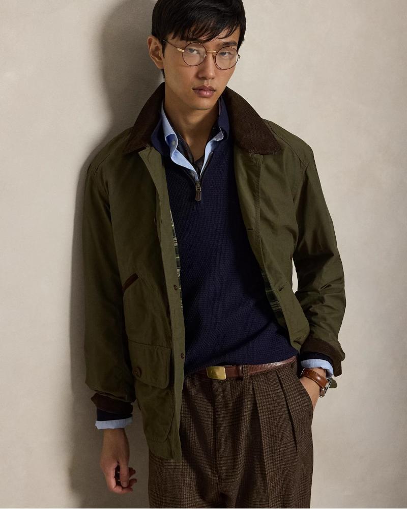 PULL POLO ZIP RALPH LAUREN MAILLE GAUFFREE MARINE