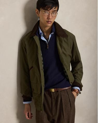 PULL POLO ZIP RALPH LAUREN MAILLE GAUFFREE MARINE
