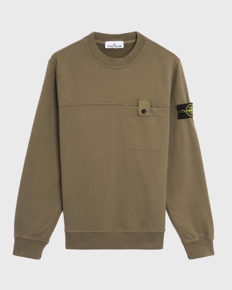 SWEAT STONE ISLAND COL ROND 6100038 S0A20 005G  VERT MILITAIRE KAKI