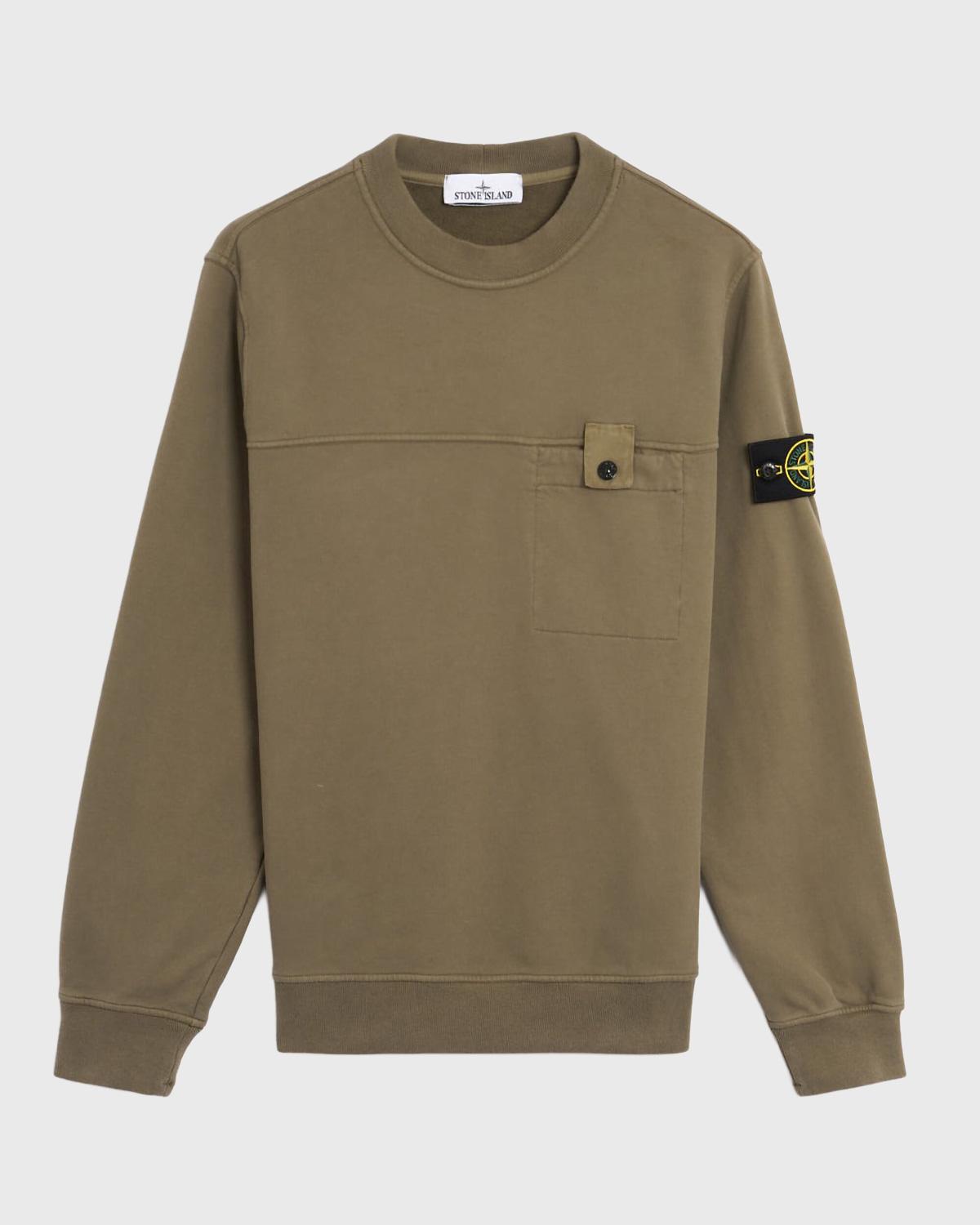 SWEAT STONE ISLAND COL ROND 6100038 S0A20 005G  VERT MILITAIRE KAKI