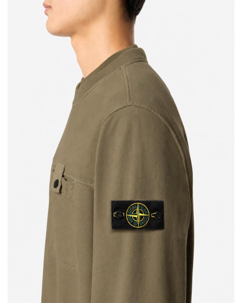 SWEAT STONE ISLAND COL ROND 6100038 S0A20 005G  VERT MILITAIRE KAKI