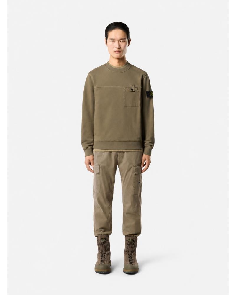 SWEAT STONE ISLAND COL ROND 6100038 S0A20 005G  VERT MILITAIRE KAKI