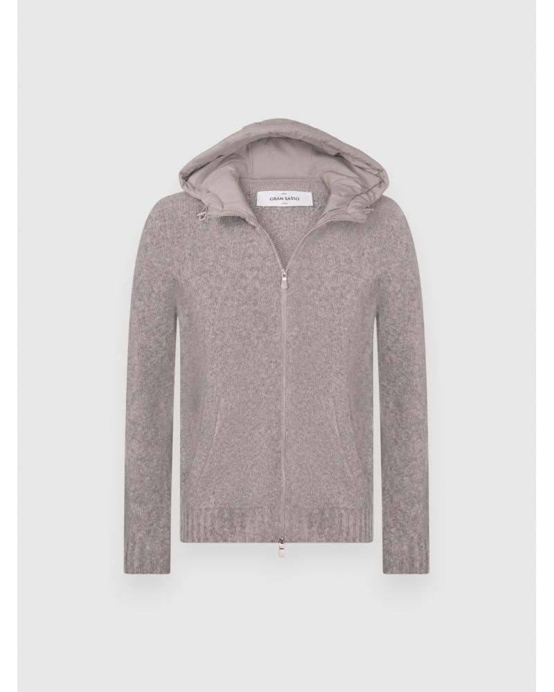 GILET CAPUCHE  GRAN SASSO ZIPPÈ GRIS CLAIR