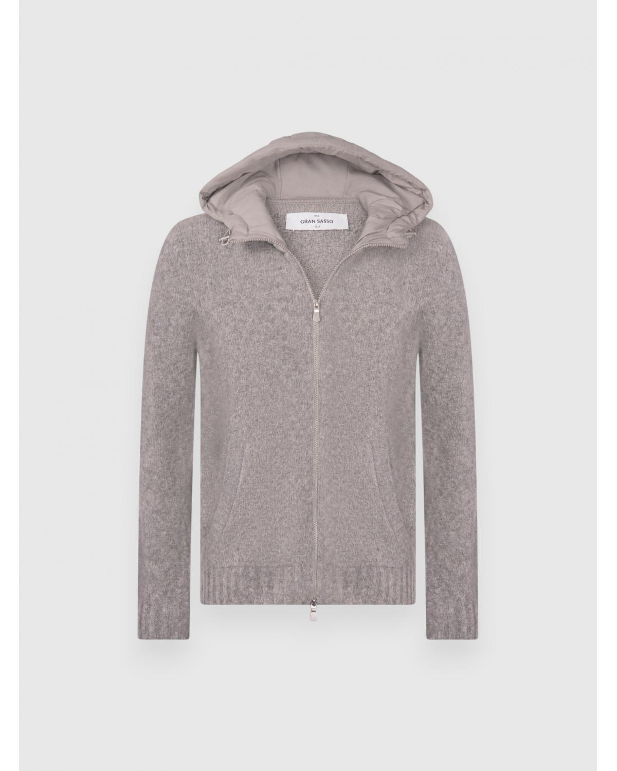 GILET CAPUCHE  GRAN SASSO ZIPPÈ GRIS CLAIR
