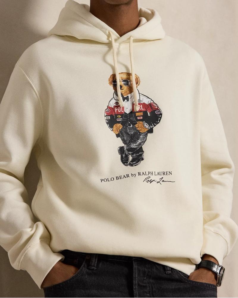 SWEAT RALPH LAUREN CAPUCHE POLO BEAR ECRU