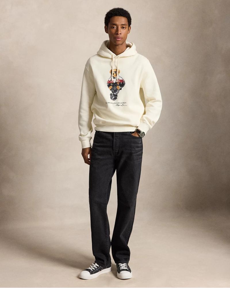 SWEAT RALPH LAUREN CAPUCHE POLO BEAR ECRU