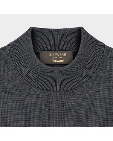 PULL COL DEMI MONTANT SLOWEAR  FLEXWOOL GRIS