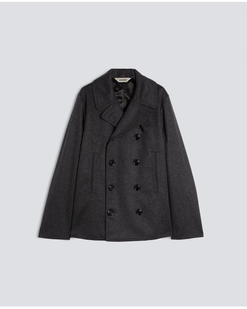 CABAN ASPESI EN LODEN DE LAINE ET ALPAGA MATELASSE GRIS