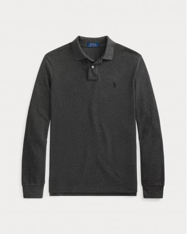 POLO RALPH LAUREN MANCHES LONGUES CUSTOM FIT  GRIS ANTRACITE