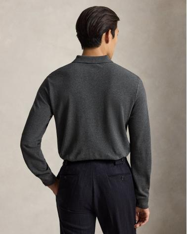 POLO RALPH LAUREN MANCHES LONGUES CUSTOM FIT  GRIS ANTRACITE