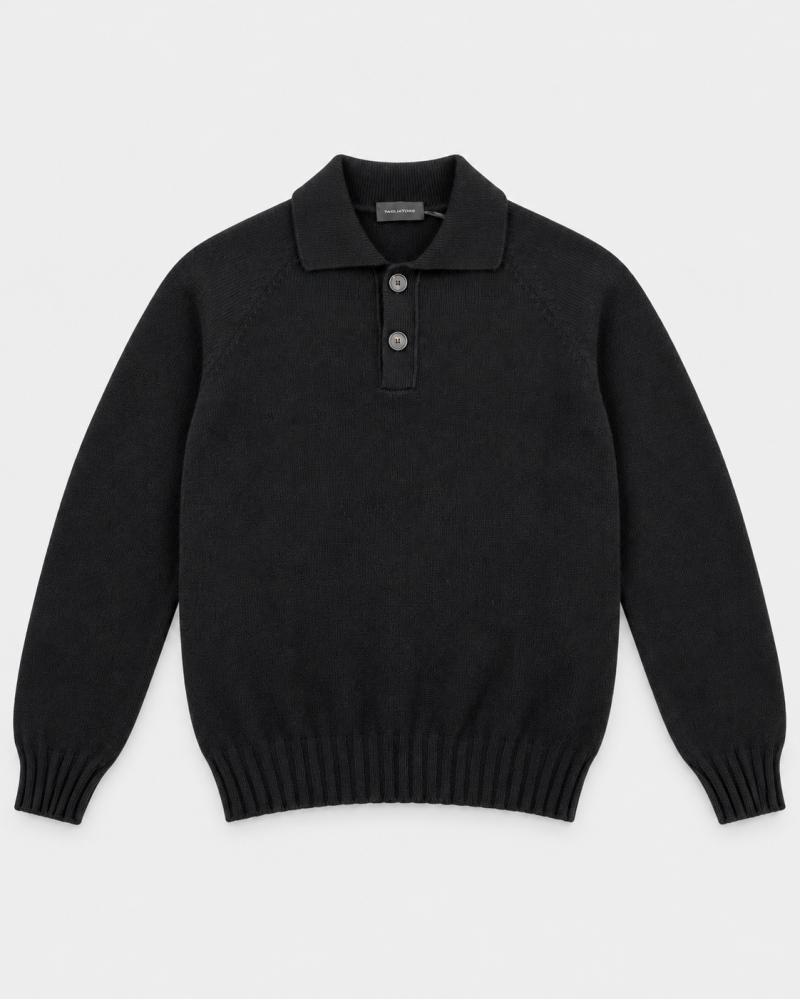 MAILLE POLO TAGLIATORE VOLTAIRE 100% CASHMERE NOIR
