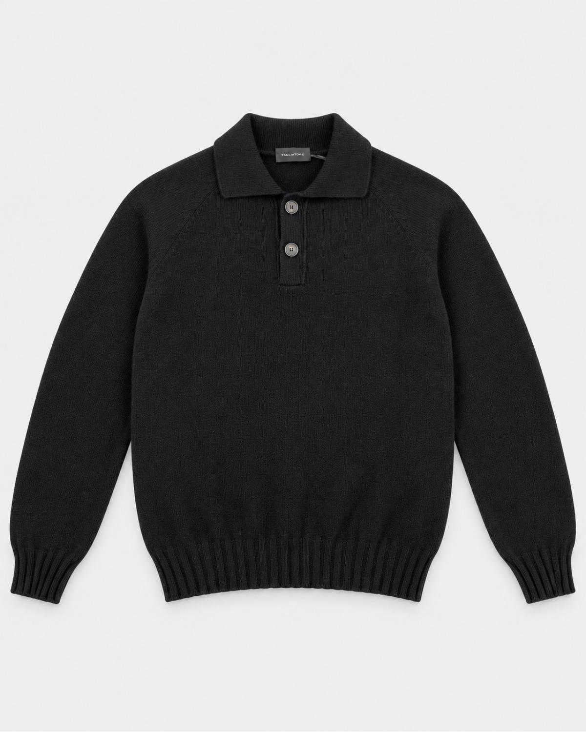 MAILLE POLO TAGLIATORE VOLTAIRE 100% CASHMERE NOIR