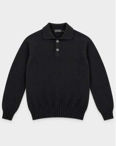 MAILLE POLO TAGLIATORE VOLTAIRE 100% CASHMERE NOIR