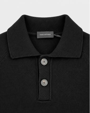 MAILLE POLO TAGLIATORE VOLTAIRE 100% CASHMERE NOIR