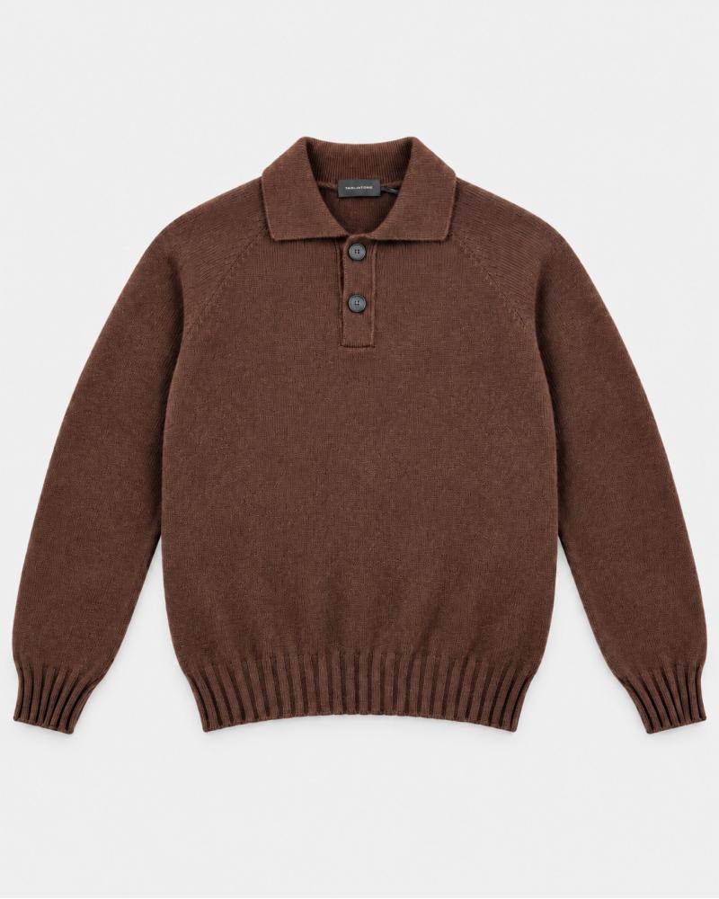 MAILLE POLO TAGLIATORE VOLTAIRE 100% CASHMERE MARRON
