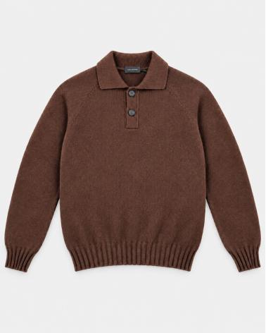 MAILLE POLO TAGLIATORE VOLTAIRE 100% CASHMERE MARRON
