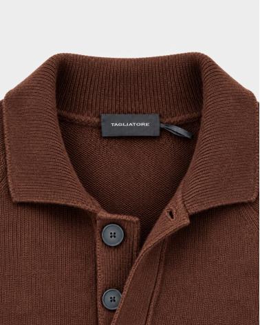 MAILLE POLO TAGLIATORE VOLTAIRE 100% CASHMERE MARRON