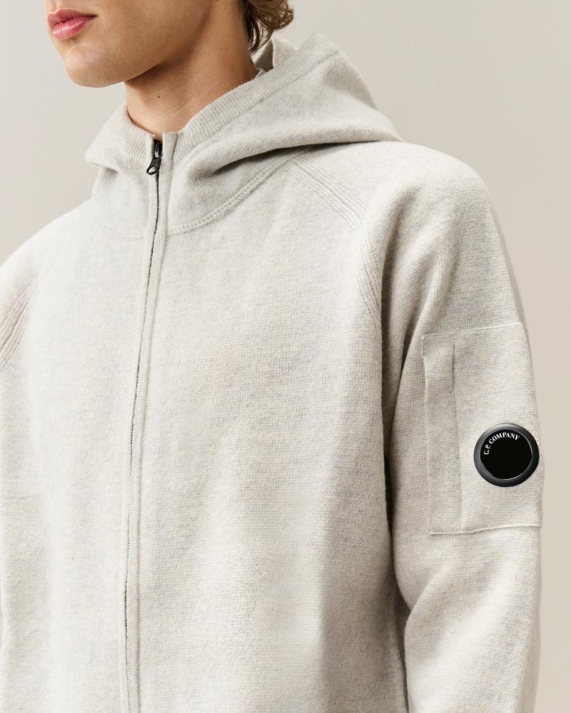 CARDIGAN CP.COMPANY ZIPPE H00DED KN097A  M13 GRIS CLAIR