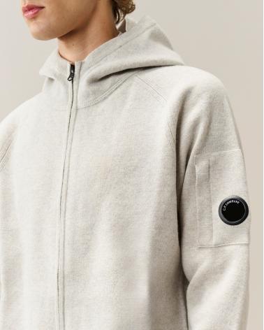 CARDIGAN CP.COMPANY ZIPPE H00DED KN097A  M13 GRIS CLAIR