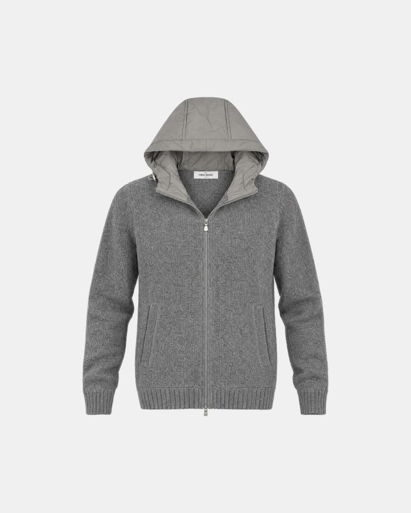 GILET CAPUCHE  GRAN SASSO ZIPPÈ GRIS CLAIR
