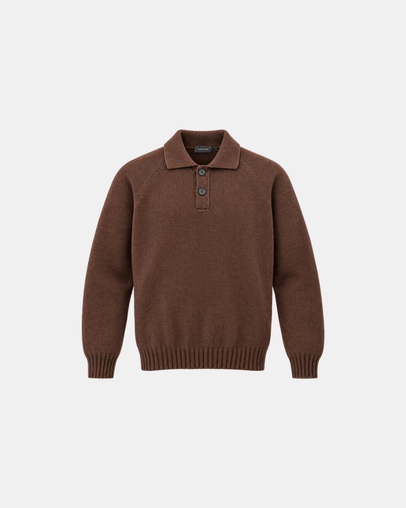 MAILLE POLO TAGLIATORE VOLTAIRE 100% CASHMERE MARRON