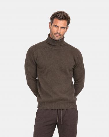 PULL COL ROULE D FIESOLI DF 033 MARRON