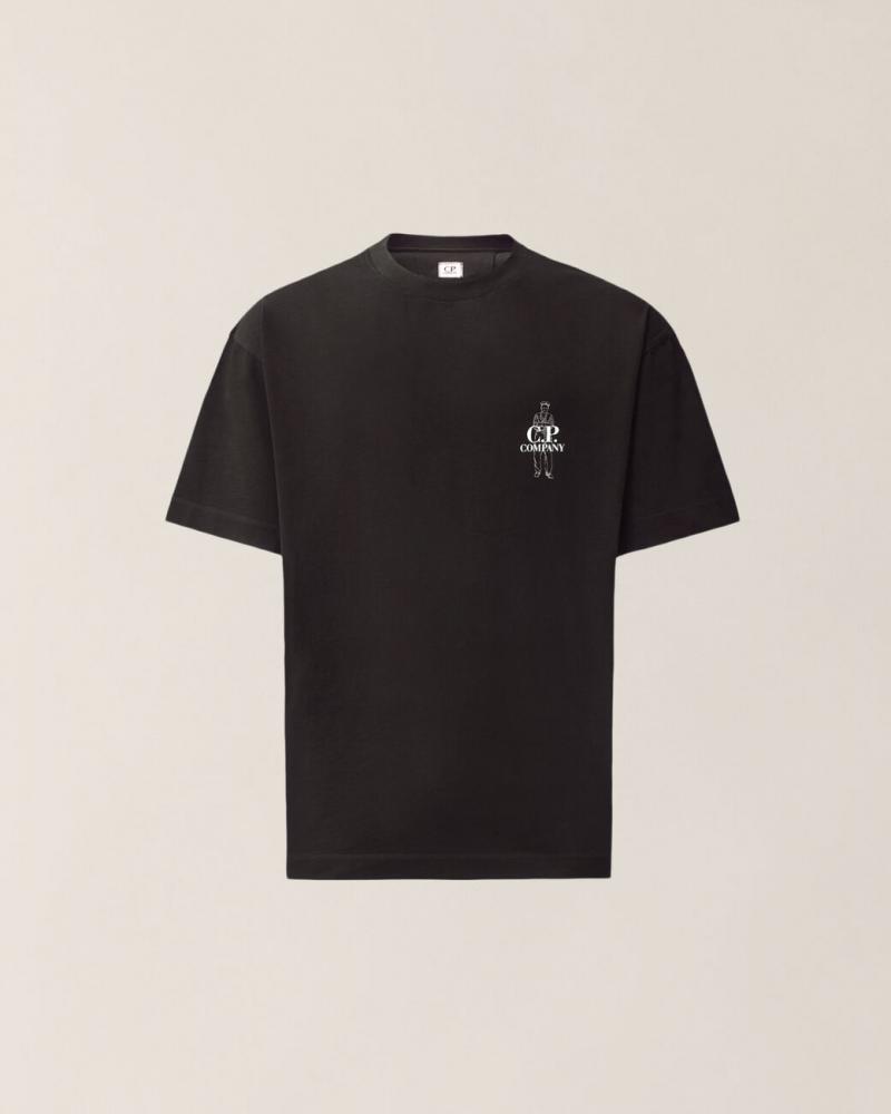 TEE SHIRT JERSEY COMFORT LOGO C.P. COMPANY TS166A 999 NOIR